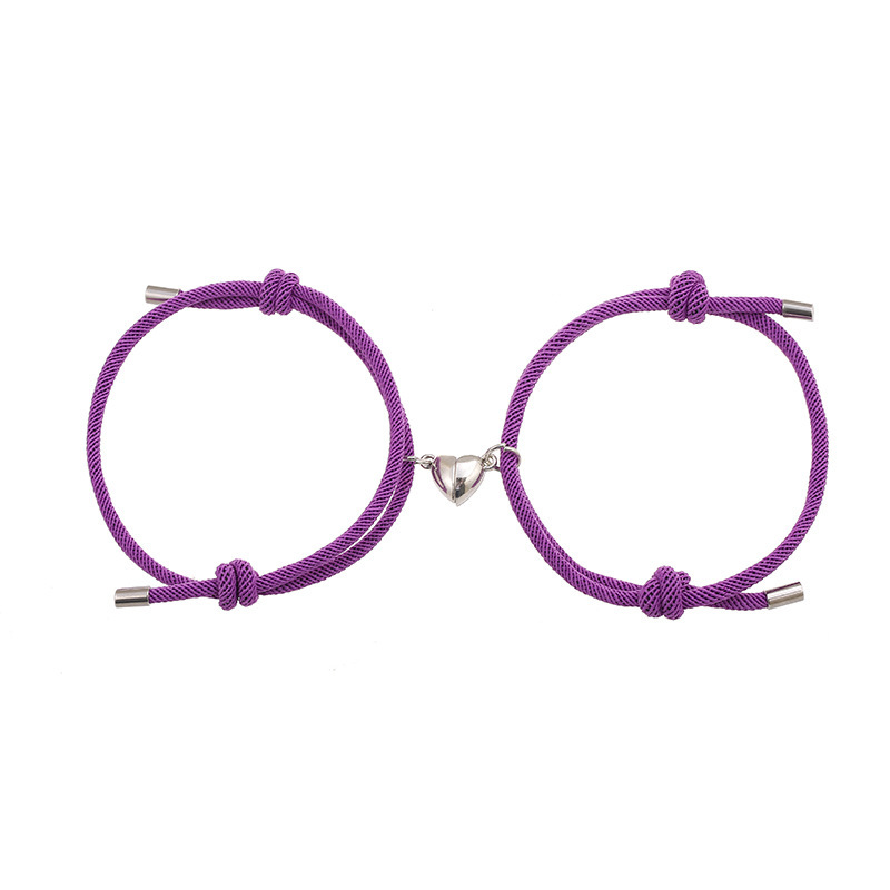 Adjustable Nylon Love Magnetic Bracelet Pair - Image 3