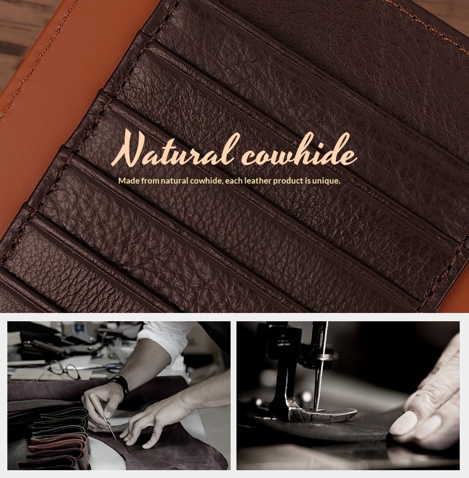 Men’s Genuine Cowhide Leather Long Wallet with Wrist Strap and RFID Protection - Image 4