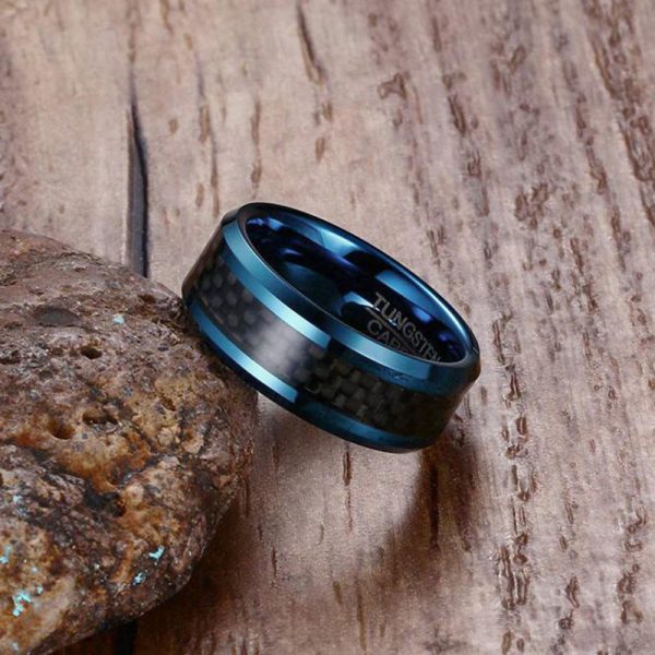 Black Carbon Fiber Tungsten Steel Ring