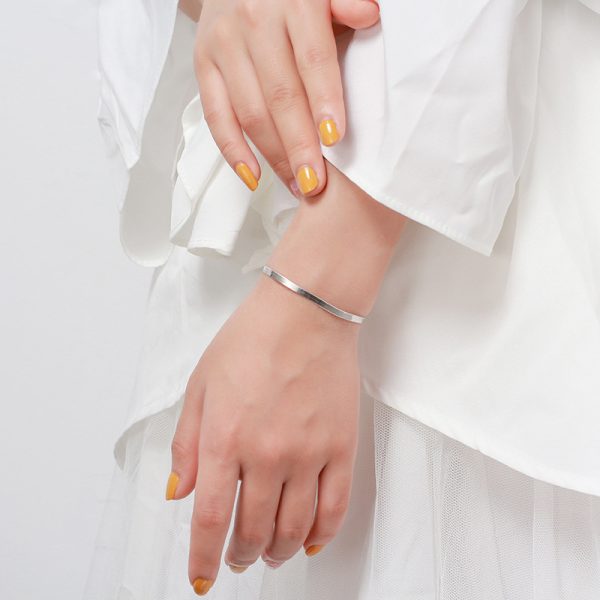 S925 Sterling Silver Flat Snake-Bone Bracelet