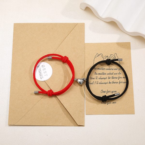 Adjustable Nylon Love Magnetic Bracelet Pair