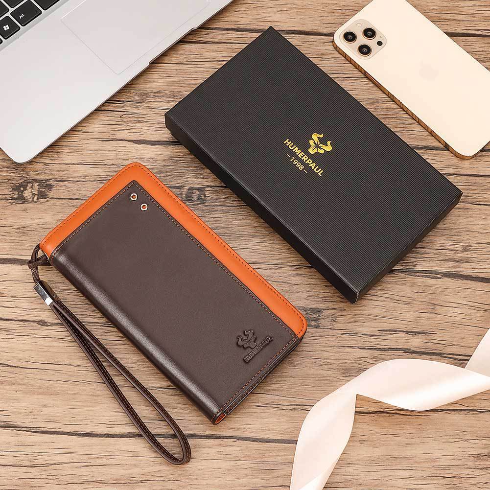 Men’s Genuine Cowhide Leather Long Wallet with Wrist Strap and RFID Protection - Image 5