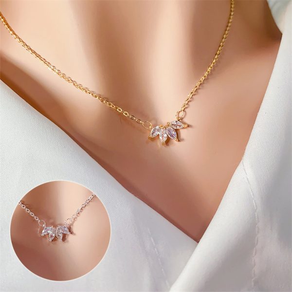 Lotus Flower Pendant Necklace for Women – Gold-Tone Copper Floral Jewelry