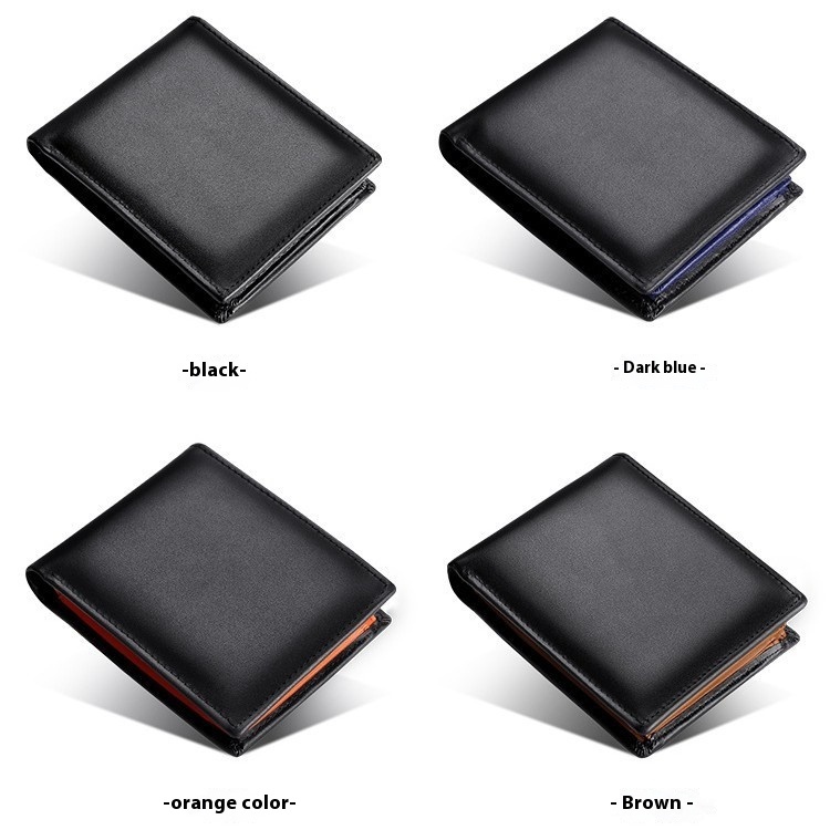 Men’s Cowhide Leather Bifold Wallet with Contrast Trim - Image 8