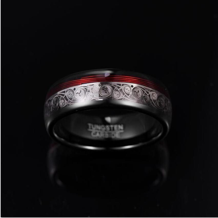 8 mm Black Spiral Guitar-String Tungsten Ring - Image 3