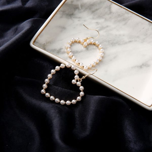 Peach Heart Artificial Pearl Earrings