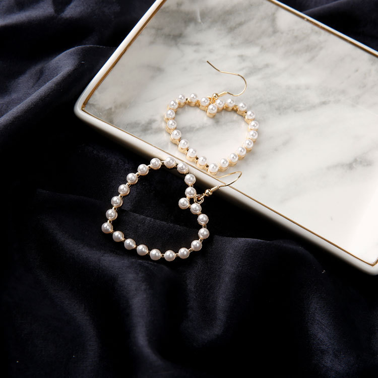 Peach Heart Artificial Pearl Earrings