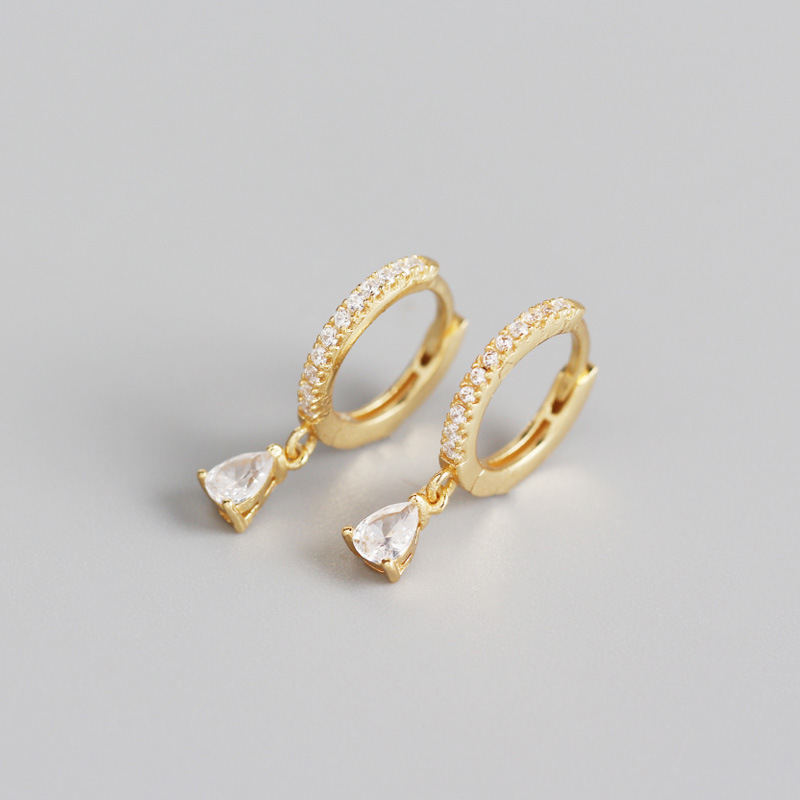 French-Style Geometric Zircon Stud Earrings - Image 3