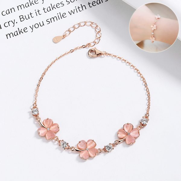 Rose-Gold Heart Opal-Style Bracelet