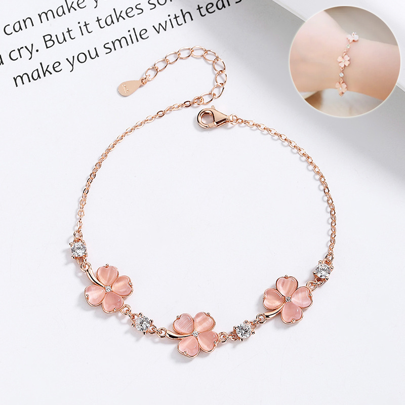 Rose-Gold Heart Opal-Style Bracelet