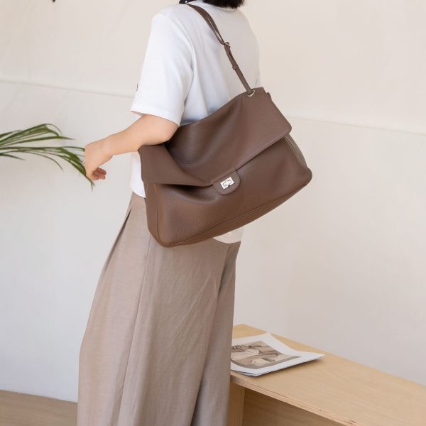 Women’s Full-Grain Leather Flap Shoulder and Crossbody Bag