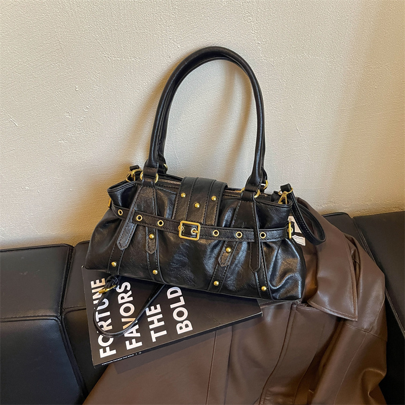 Women’s Rivet-Detail Bucket Shoulder Bag - Image 2