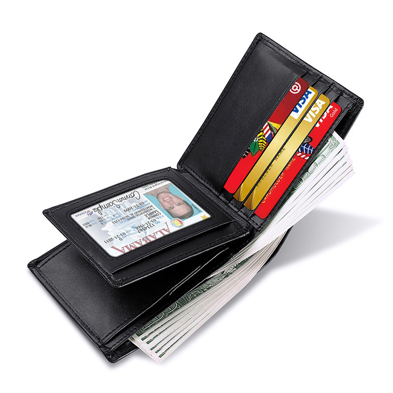 Men’s Cowhide Leather Bifold Wallet with Contrast Trim - Image 2