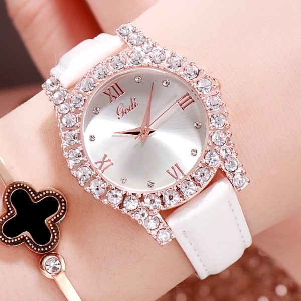 33mm Diamond-Detail Leather Watch