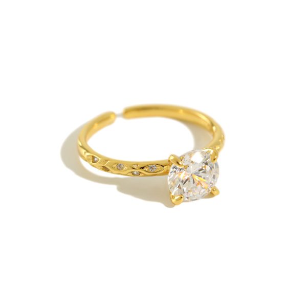 Women’s 925 Sterling Silver 1.25 ct Zircon Ring, Adjustable Platinum or 18K Gold-Plated Wedding Jewelry