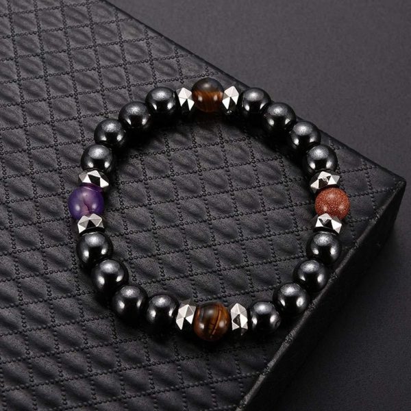 8 mm Black Tourmaline Beaded Bracelet