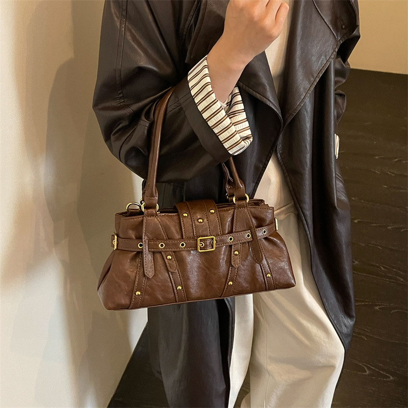 Women’s Rivet-Detail Bucket Shoulder Bag - Image 8