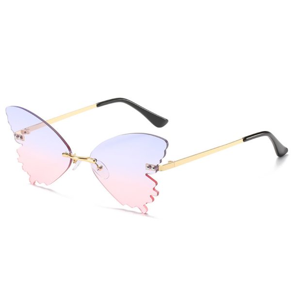 Butterfly-Wing Rimless Sunglasses