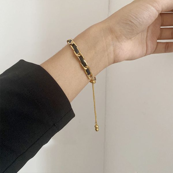 Leather Cord Sliding-Bead Bracelet