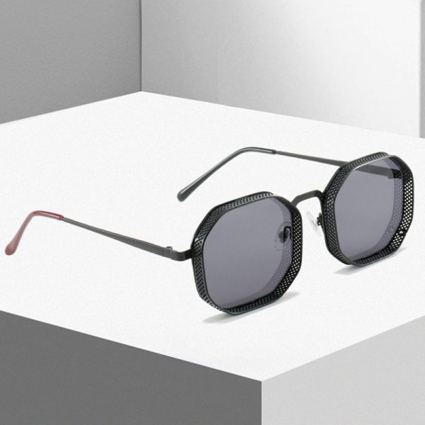 Unisex Square Metal Sunglasses with PC Lenses