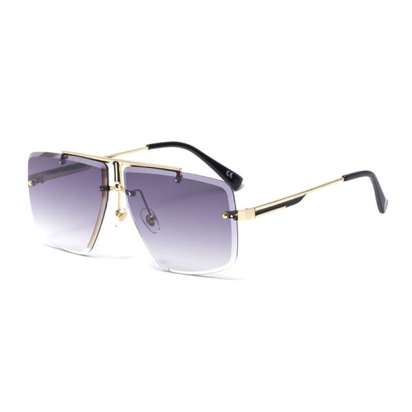 Men’s Rimless Cut-Edge Square Sunglasses with UV400 PC Lenses