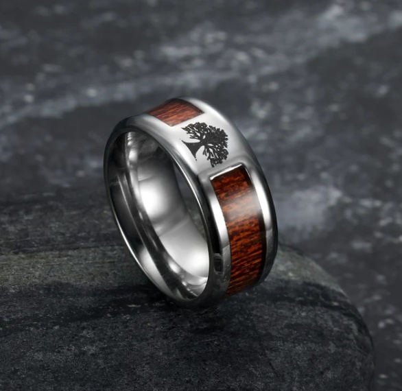 Celtic Tree of Life Wood-Inset Ring