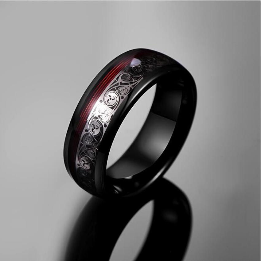 8 mm Black Spiral Guitar-String Tungsten Ring - Image 5