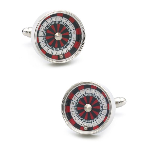 Red Wheel of Fortune Round Cufflinks
