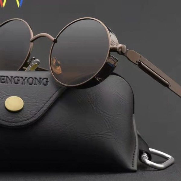 Classic Gothic Steampunk Polarized Round Sunglasses for Men and Women