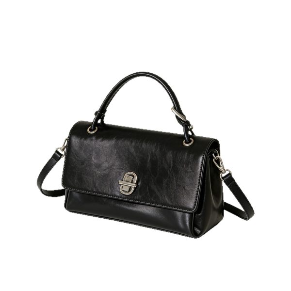 Top-Grain Leather Women’s Lock-Buckle Crossbody Bag