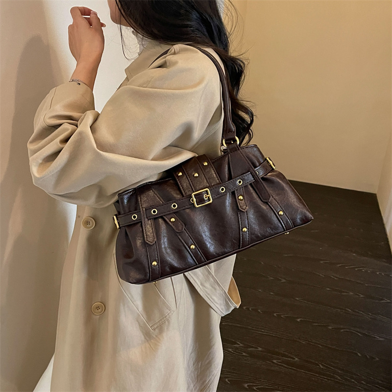 Women’s Rivet-Detail Bucket Shoulder Bag - Image 7