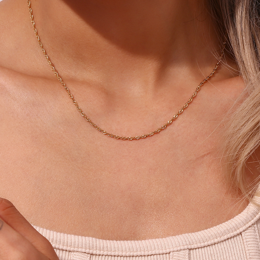 18K Gold-Tone Water-Wave Chain Bracelet and Necklace - Image 8