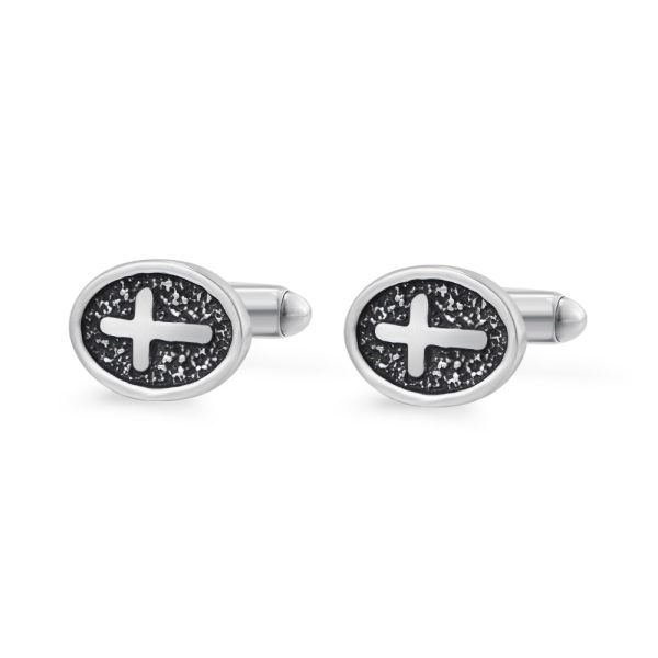 Silver Stainless Steel Cross Cufflinks