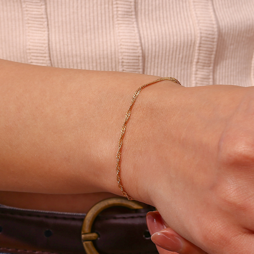 18K Gold-Tone Water-Wave Chain Bracelet and Necklace - Image 6