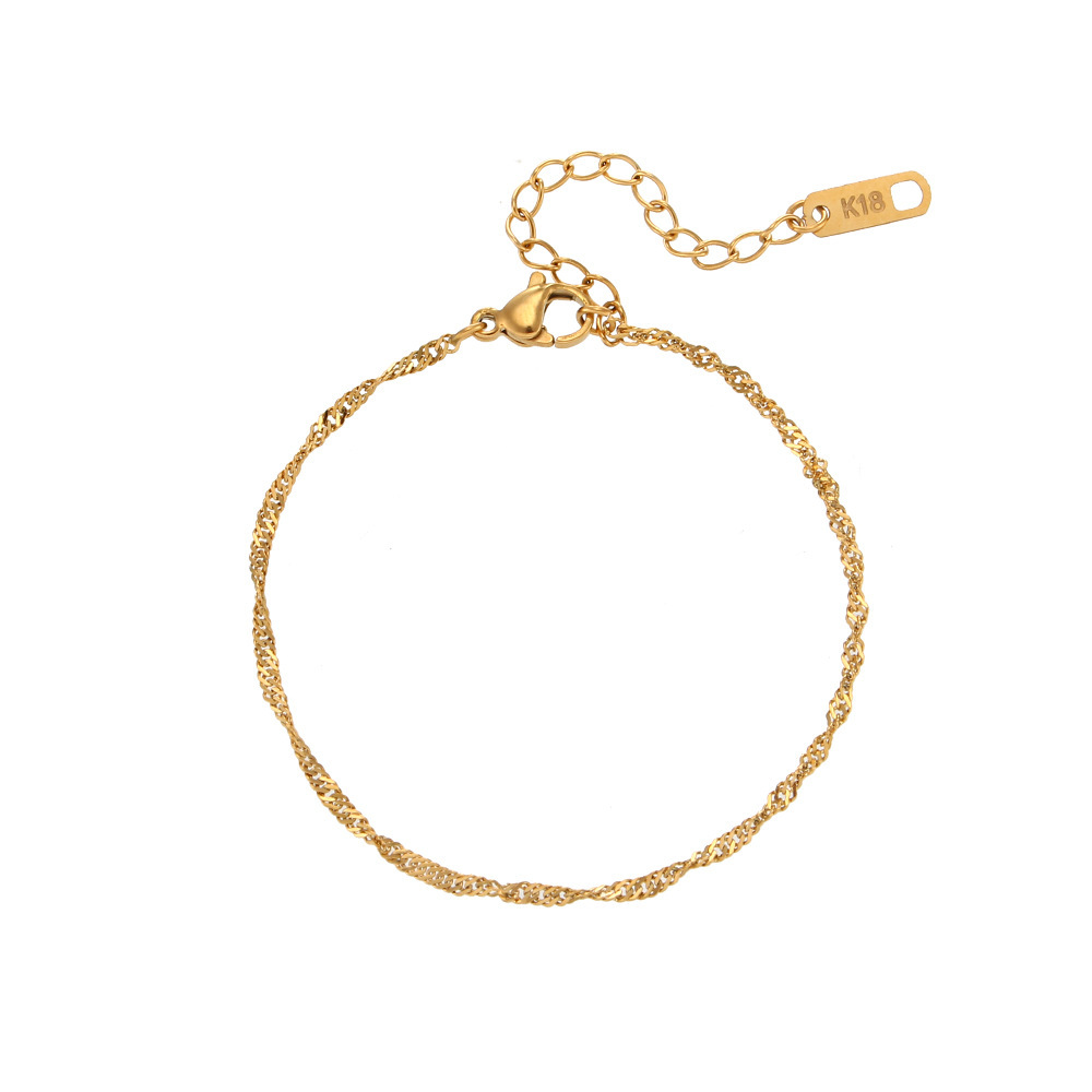 18K Gold-Tone Water-Wave Chain Bracelet and Necklace - Image 10