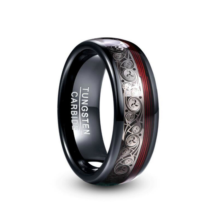 8 mm Black Spiral Guitar-String Tungsten Ring - Image 4