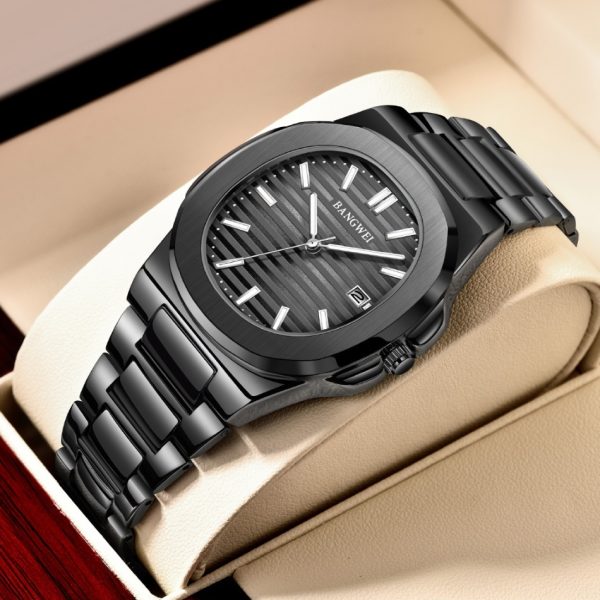 Men’s Fashion Steel-Band Calendar Watch