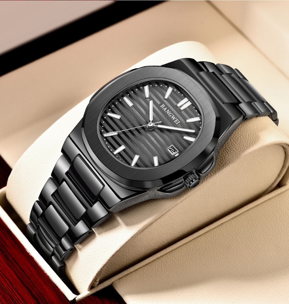 Men’s Fashion Steel-Band Calendar Watch