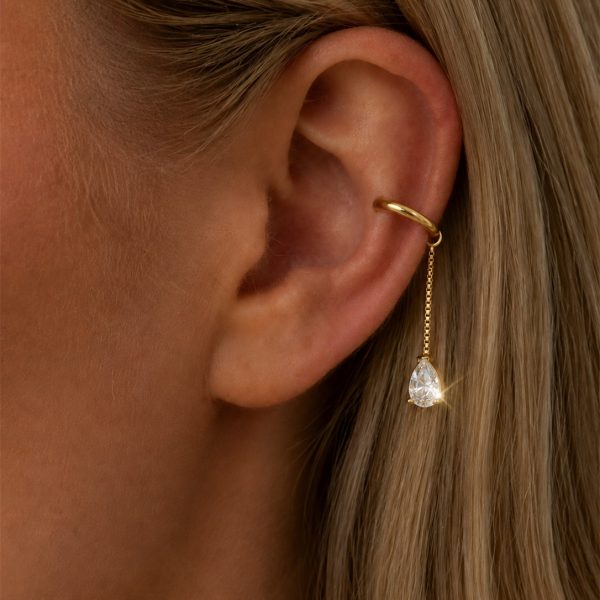 Gold Tassel Water-Drop Ear Clip