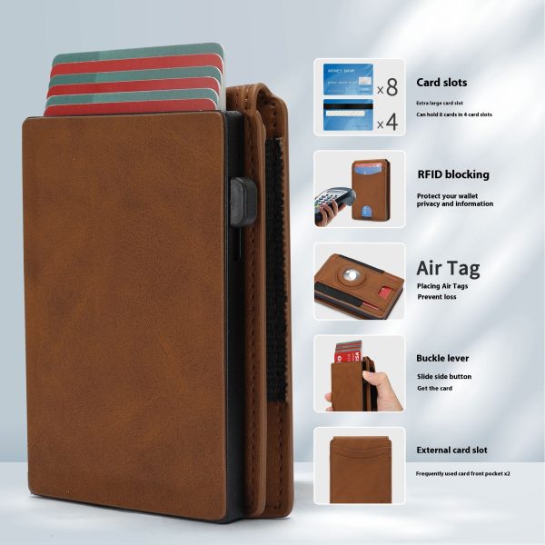 Men’s Microfiber Pop-Up Card Holder Wallet with AirTag Holder