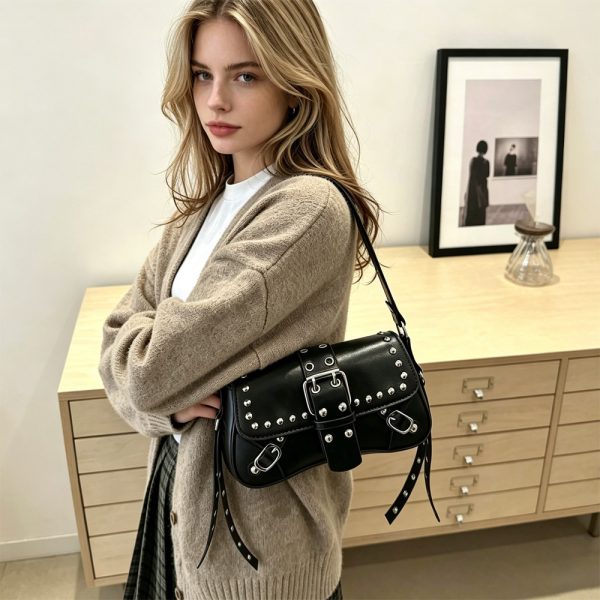 Women’s Studded Faux-Leather Underarm Bag