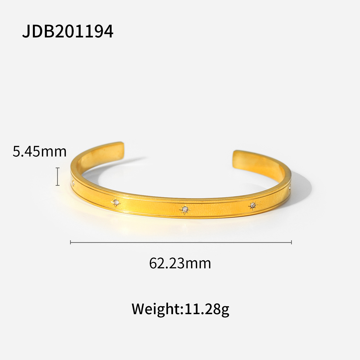 Gold-Plated Stainless Steel Zirconia Bracelet - Image 2