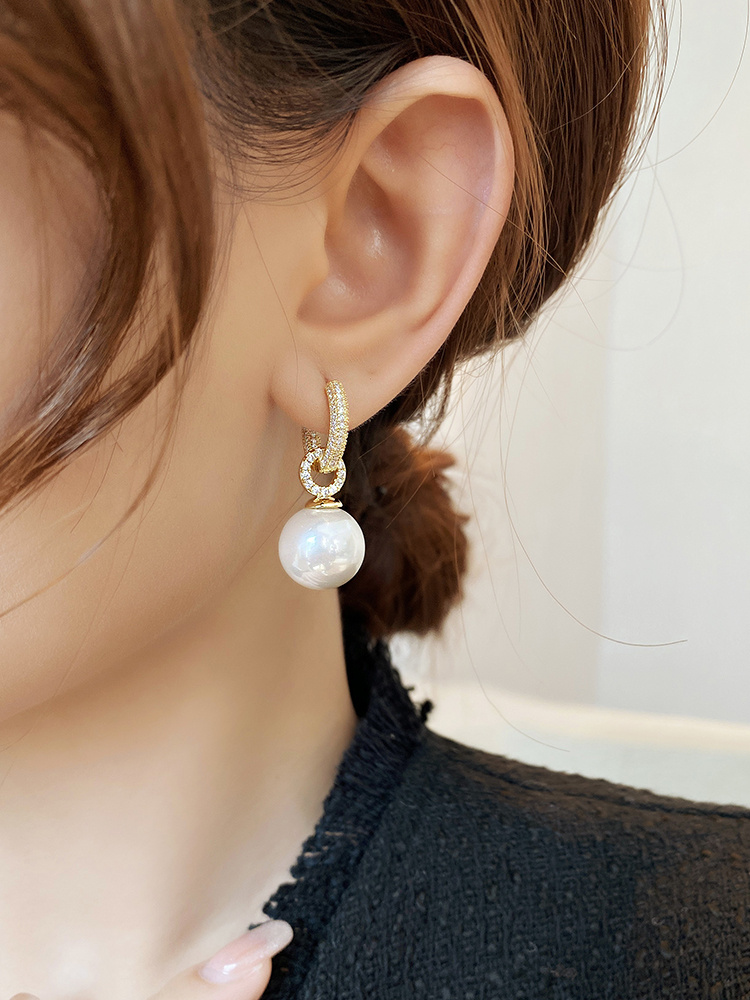 Women’s Pearl Pendant Earrings - Image 5