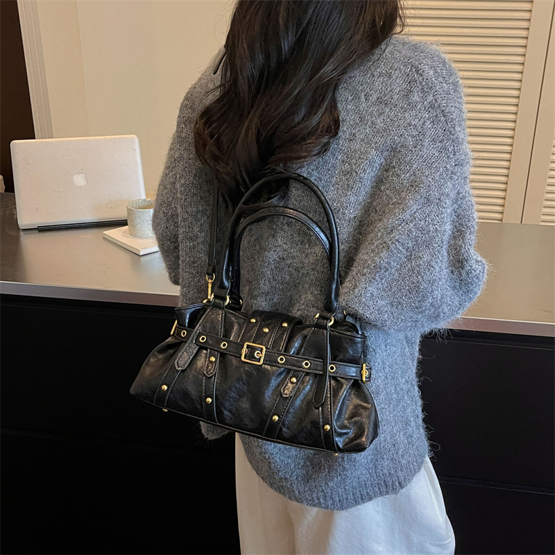 Women’s Rivet-Detail Bucket Shoulder Bag - Image 4
