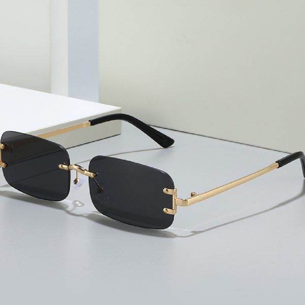 Unisex Frameless Rectangular Sunglasses with Colored Lenses