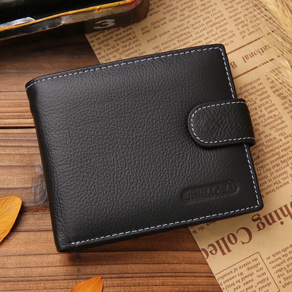 Men’s Vintage Cowhide Leather Bifold Wallet with Snap Closure