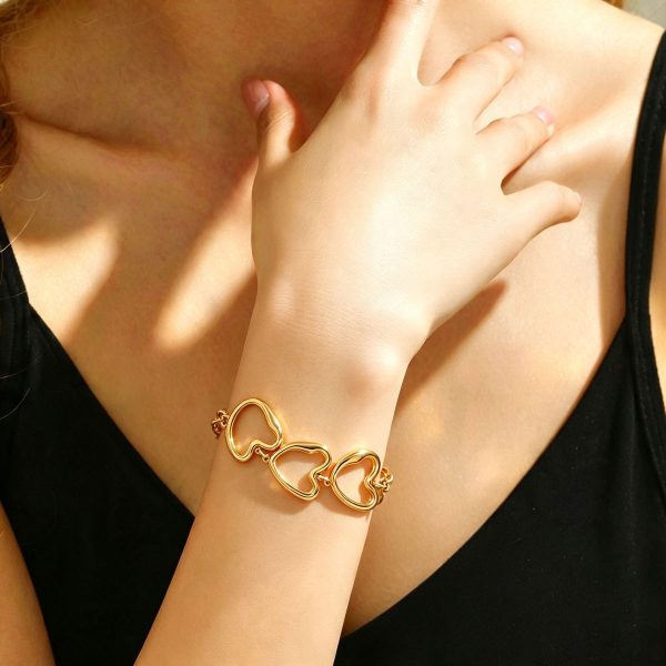 PVD Gold-Plated Open Heart Bracelet