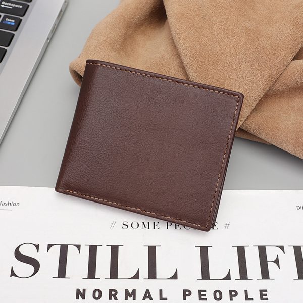 Men’s Retro Cowhide Leather Bifold Wallet with ID Window