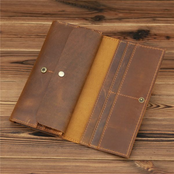 Men’s Retro Crazy Horse Leather Long Wallet