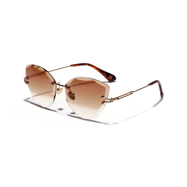 Diamond-Cut Rimless Cat-Eye Sunglasses